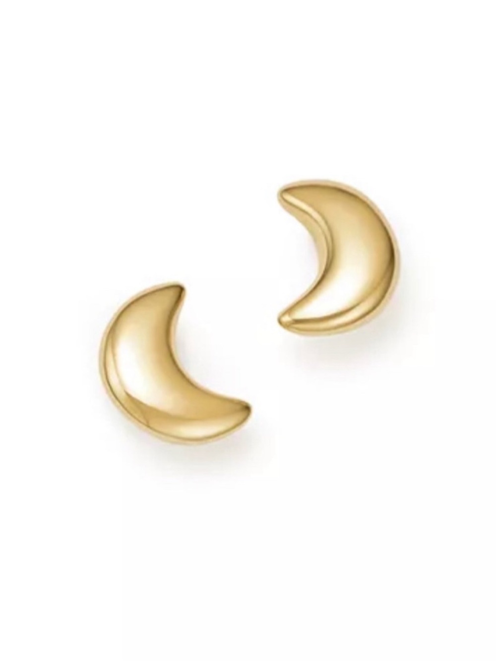 Crescent Moon Gold Stud Earrings,14k,new